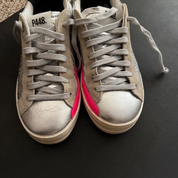 P448 JOHN GHINEA Fuschia & Silver Sneakers - Picture 2 of 5